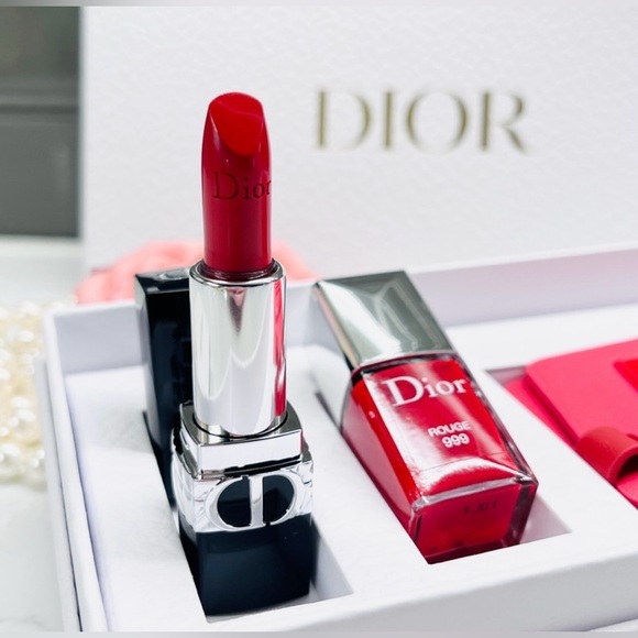 Dior - 3-Pc. Travel Set | Luggage Tag - 999 Red Satin Lipstick & Polish - NIB - Picture 12 of 14